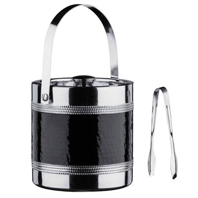 Black Ice Bucket with Tongs