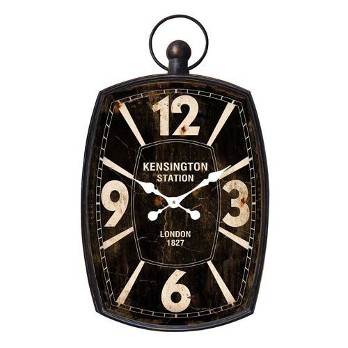 Black Iron Wall Clock with Hanging Loop