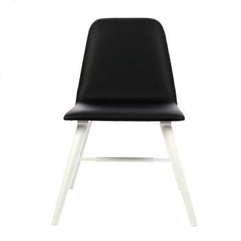 Black Leather Effect Dining Chair with White Legs 1