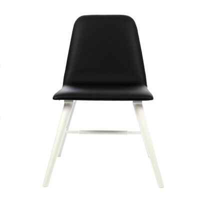 Black Leather Effect Dining Chair with White Legs