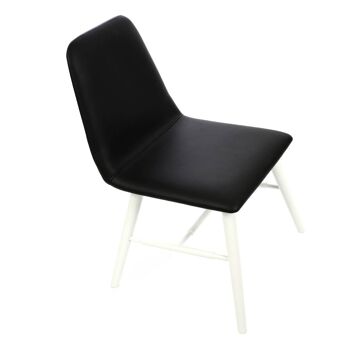 Black Leather Effect Dining Chair with White Legs 3