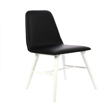 Black Leather Effect Dining Chair with White Legs 4