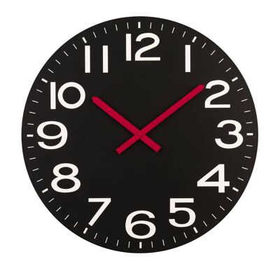 Black MDF and White Numbers Wall Clock