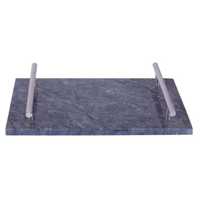 Black Marble Tray with Silver Handles