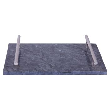 Black Marble Tray with Silver Handles 1