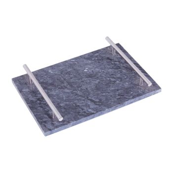 Black Marble Tray with Silver Handles 8