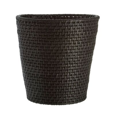 Black Rattan Waste Basket