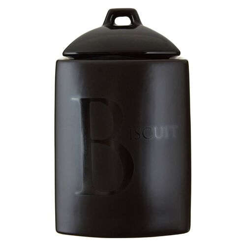 Black Text Biscuit Jar