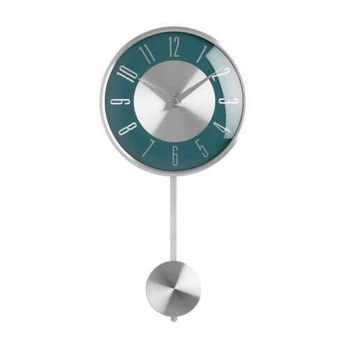 Blue and Silver Metal Pendulum Wall Clock