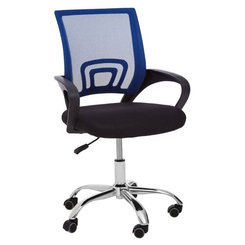 Blue Home Office Chair with Black Arms and 5-wheeler Base