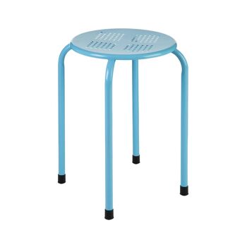 Blue Metal Stacking Stool 1