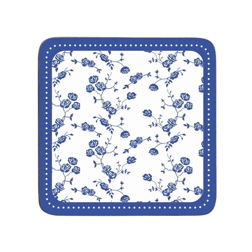 Blue Rose Coasters - Set of 4