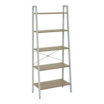 Bradbury Five Tier Natural Oak Veneer Ladder Shelf Unit 1