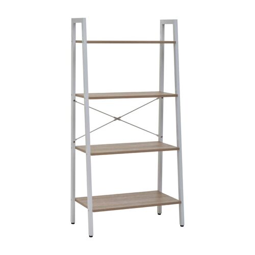 Bradbury Four Tier Natural Oak Veneer Ladder Shelf Unit