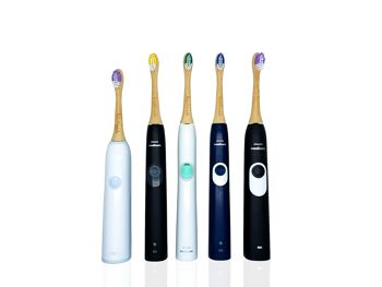 booheads Soniboo - 4PK - Têtes de brosse à dents électrique en bambou - Multicolore | Compatible Sonicare | Biodégradable Écologique Durable 3