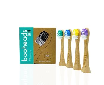booheads Soniboo - 4PK - Têtes de brosse à dents électrique en bambou - Multicolore | Compatible Sonicare | Biodégradable Écologique Durable 1