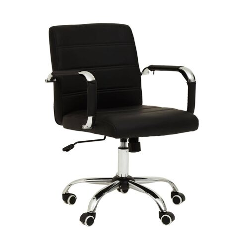 Brent Black Leather Effect And Chrome Home Office Chair