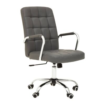 Brent Grey Leather Effect And Chrome Home Office Chair