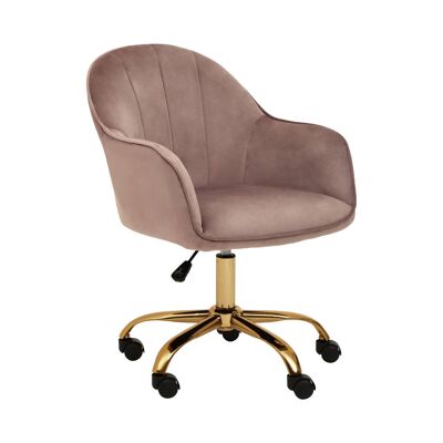 Brent Pink Velvet And Gold Home Office Chair