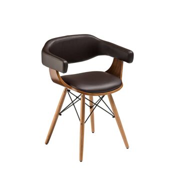 Brown Leather Effect Beech Wood Legs Chair 1