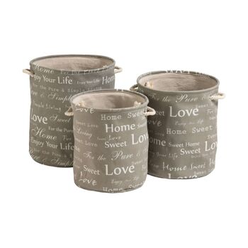 Canvas Round Laundry Hampers - Set of 3 1