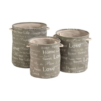 Canvas Round Laundry Hampers - Set of 3