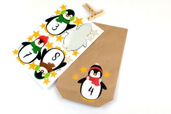 Cerf-volant en papier DIY calendrier de l'avent Set de papier kraft - pingouins à coller - avec 24 sachets en papier marron à remplir soi-même et à fabriquer soi-même - Noël 5