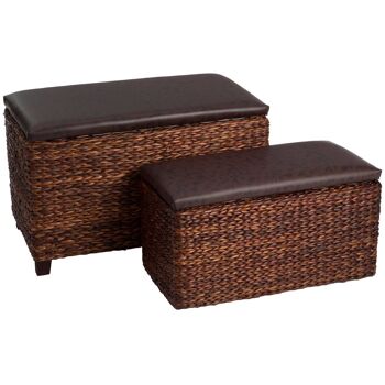 Cattail Leaf Ottoman Storage - Set of 2 1