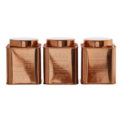 Chai Set of 3 Copper Finish Storage Canisters