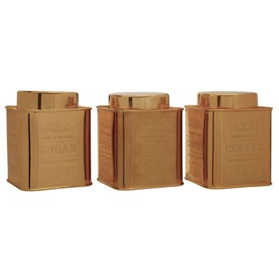 Chai Set of 3 Gold Finish Storage Canisters