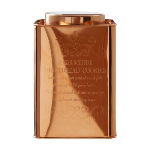 Chai Square Copper Finish Cookies Canister