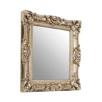 Champagne Finish Square Ornate Wall Mirror 3