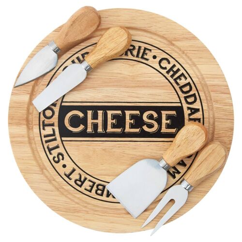 Cheese Storage Board With 4pc Knife Set