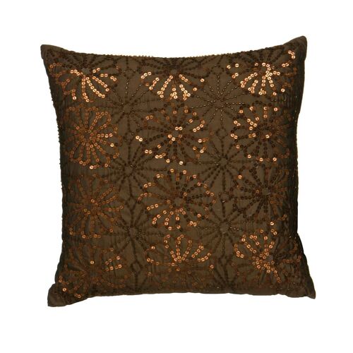 Chocolate Flower Sequin Cushion