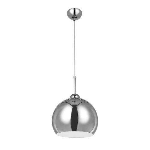 Chrome and White Inside Pendant Light