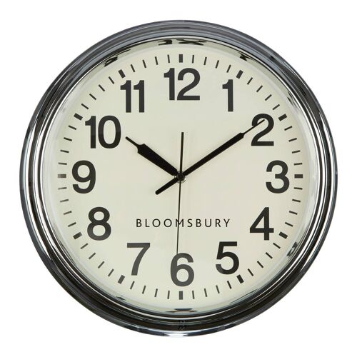Chrome Finish and Metal Cream Face Wall Clock