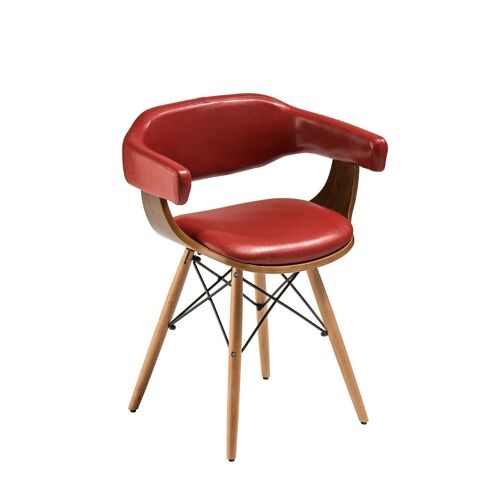 Claret Red Leather Effect Angled Legs Chair