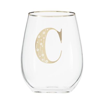 Claro Letter C Stemless Wine Glass
