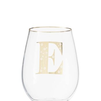 Claro Letter E Stemless Wine Glass 2