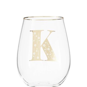 Claro Letter K Stemless Wine Glass 1