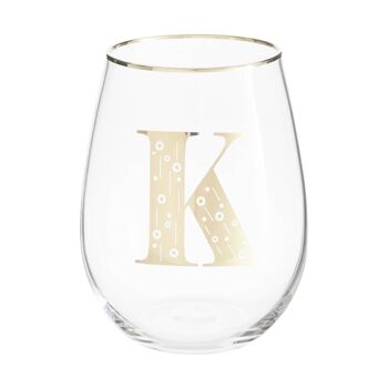 Claro Letter K Stemless Wine Glass 3