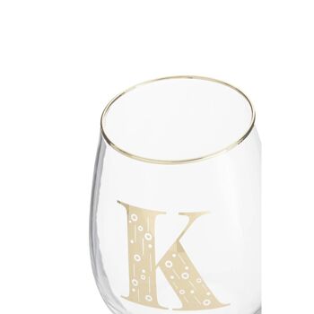 Claro Letter K Stemless Wine Glass 4