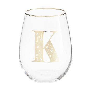 Claro Letter K Stemless Wine Glass 8