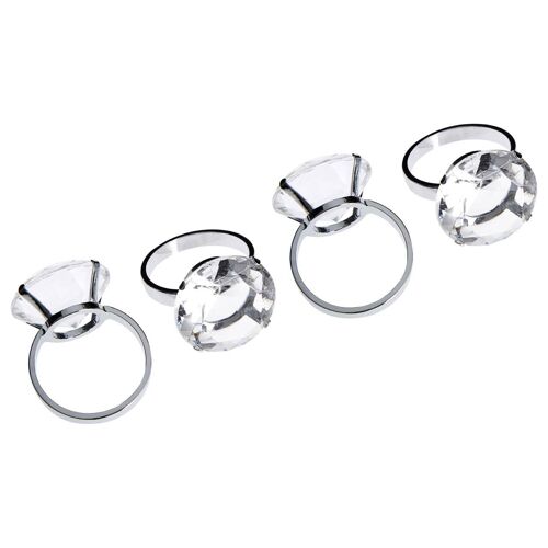 Clear Diamante Napkin Rings - Set of 4