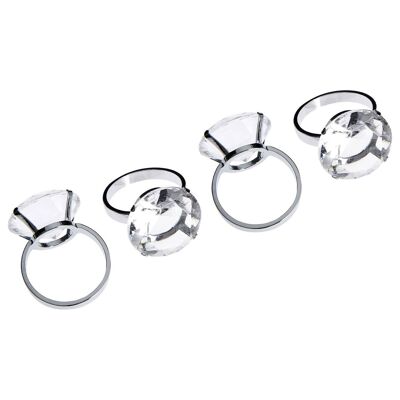 Clear Diamante Napkin Rings - Set of 4