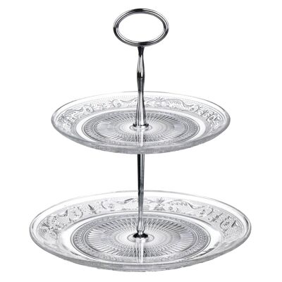 Clear Glass 2 Tier Cake Stand