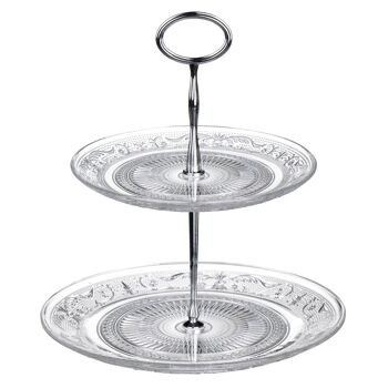 Clear Glass 2 Tier Cake Stand 1