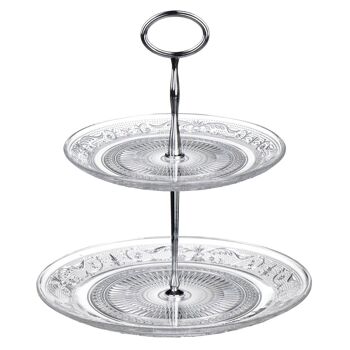 Clear Glass 2 Tier Cake Stand 2