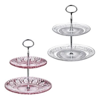 Clear Glass 2 Tier Cake Stand 3