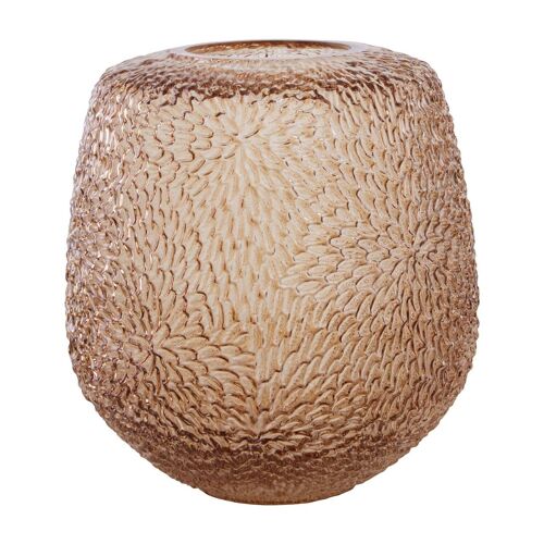 Colbie Medium Embossed Amber Glass Vase